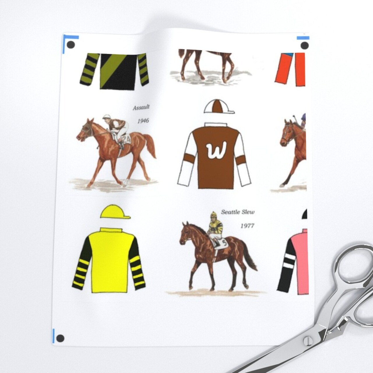 American Crown Off Black Horses Horse Racing Custom Printed Fabric by Spoonflower Various Fabrics by the Yard or Fat Quarter